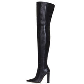 Pointed Snakeskin High Over The Knee Boots Plus Size - Fashionner